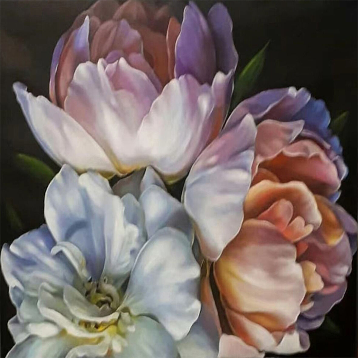 Canvas Şakayık Kıvrımları Sayılarla Boyama Seti   Kasnaklı 40 x 50 cm