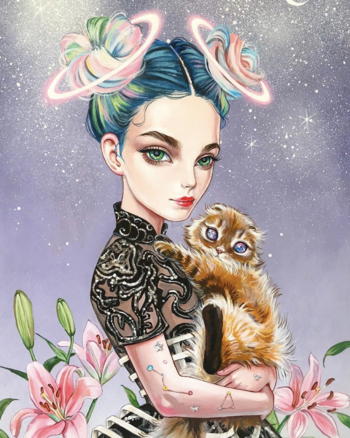 Canvas Fantastik Kız Sayılarla Boyama Seti Kasnaklı 40 x 50 cm