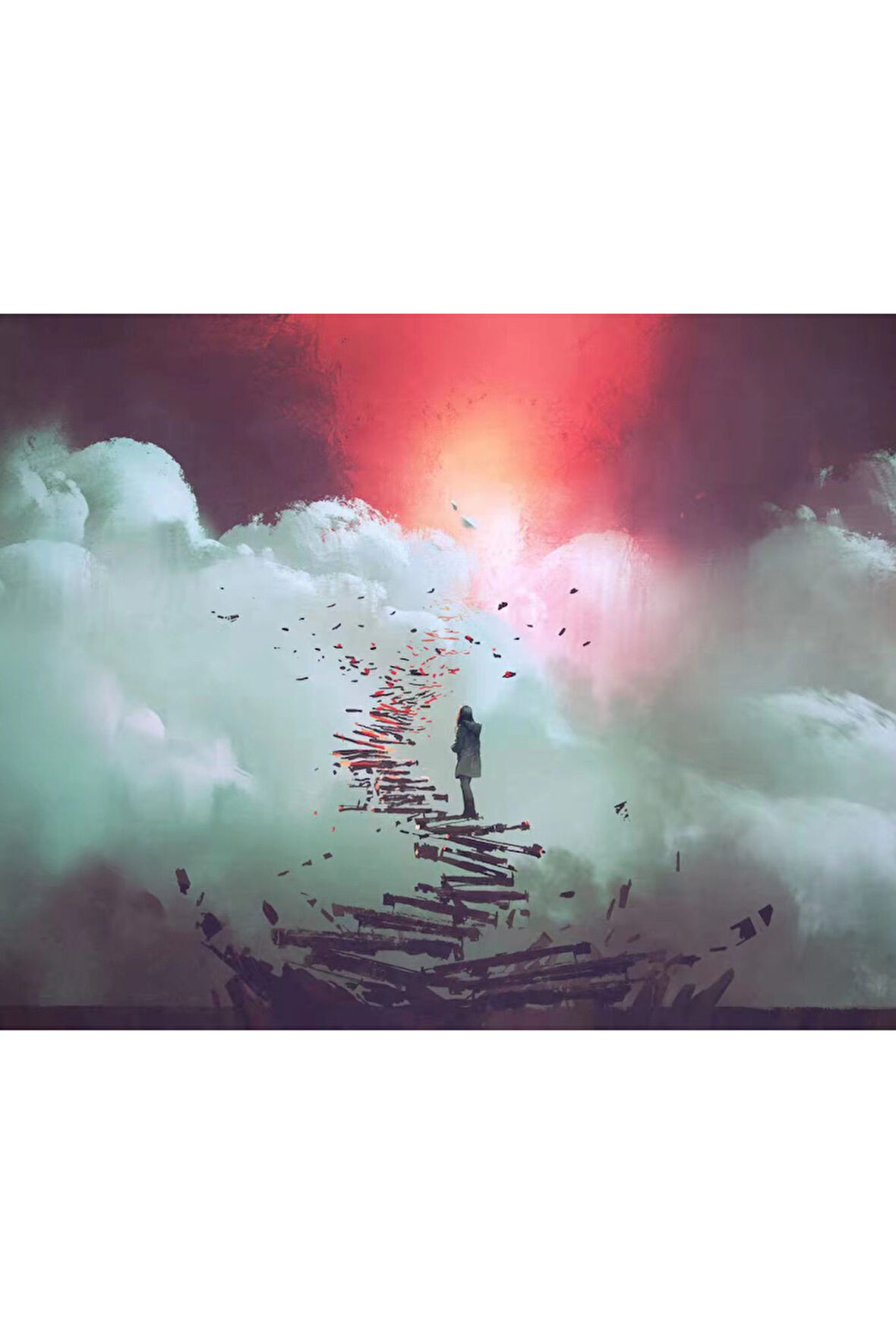 Canvas Bulutların Üzerinde Sayılarla Boyama Seti   Kasnaklı 40 x 50 cm