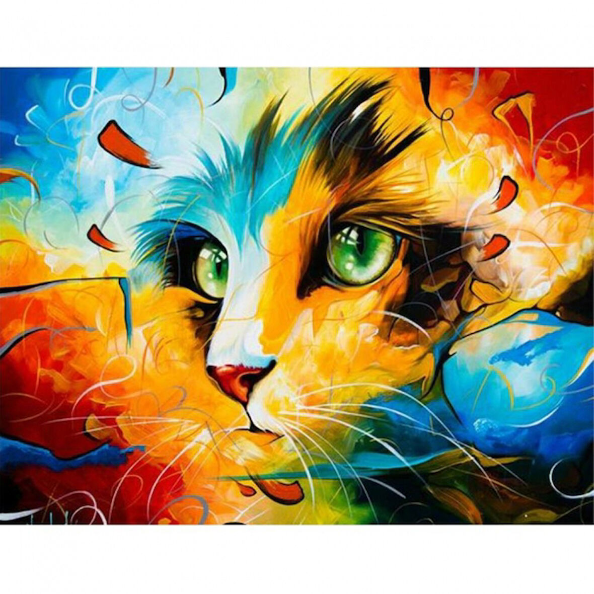 Canvas Kedi Portre 2 Sayılarla Boyama Seti  Kasnaklı 40 x 50 cm
