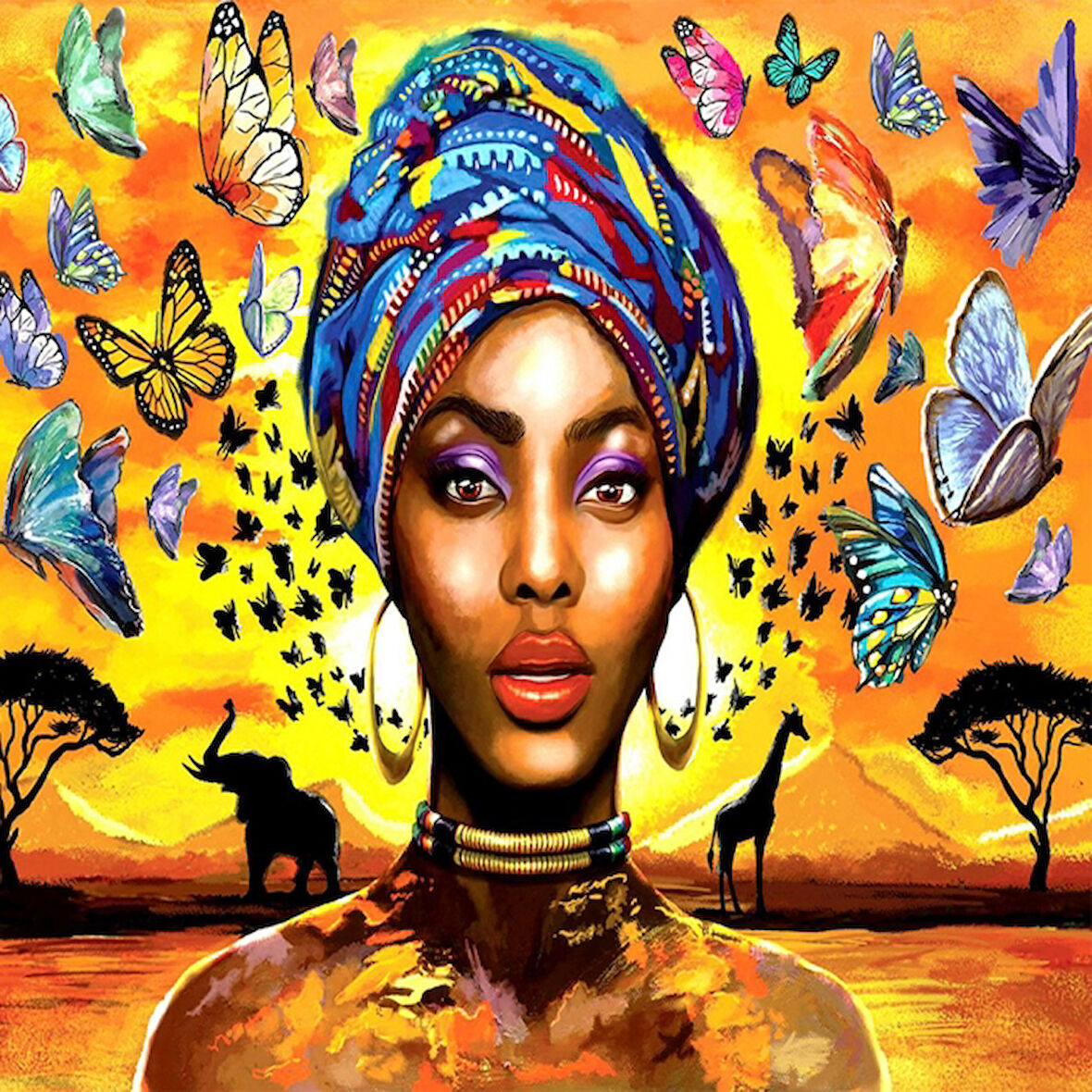 Canvas Kelebeklerin Dansı 1 Sayılarla Boyama Seti  Kasnaklı 40 x 50 cm