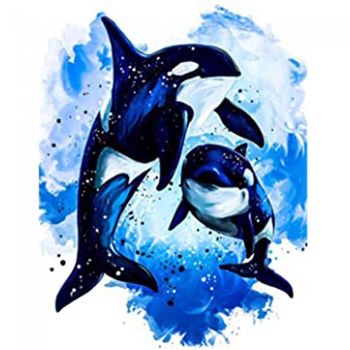 Canvas Mavi Sular ve Orca Sayılarla Boyama Seti  Kasnaklı 40 x 50 cm