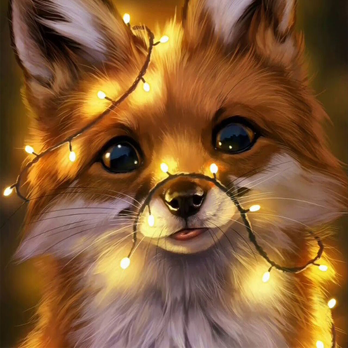 Canvas Led Işıklı Tilki Sayılarla Boyama Seti   Kasnaklı 40 x 50 cm