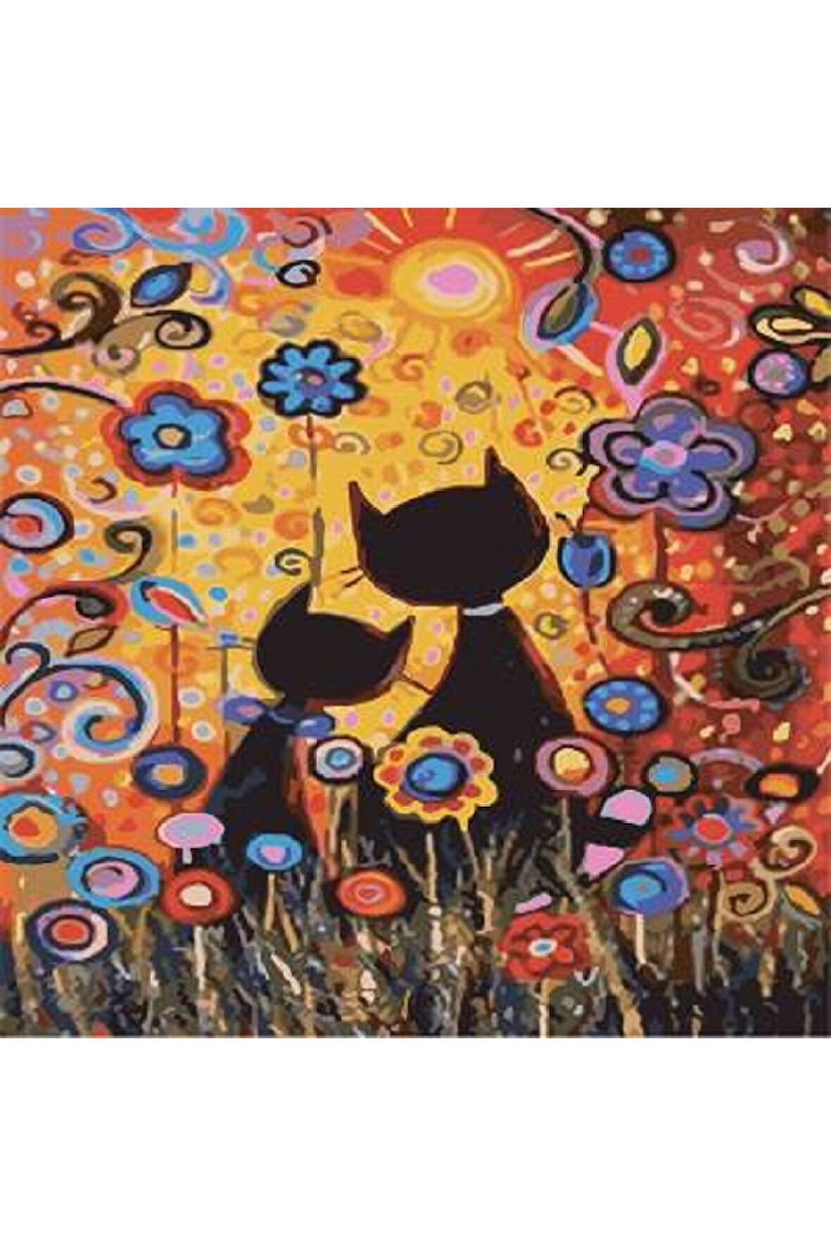 Canvas Kedilerin Rüyası Sayılarla Boyama Seti   Kasnaklı 40 x 50 cm