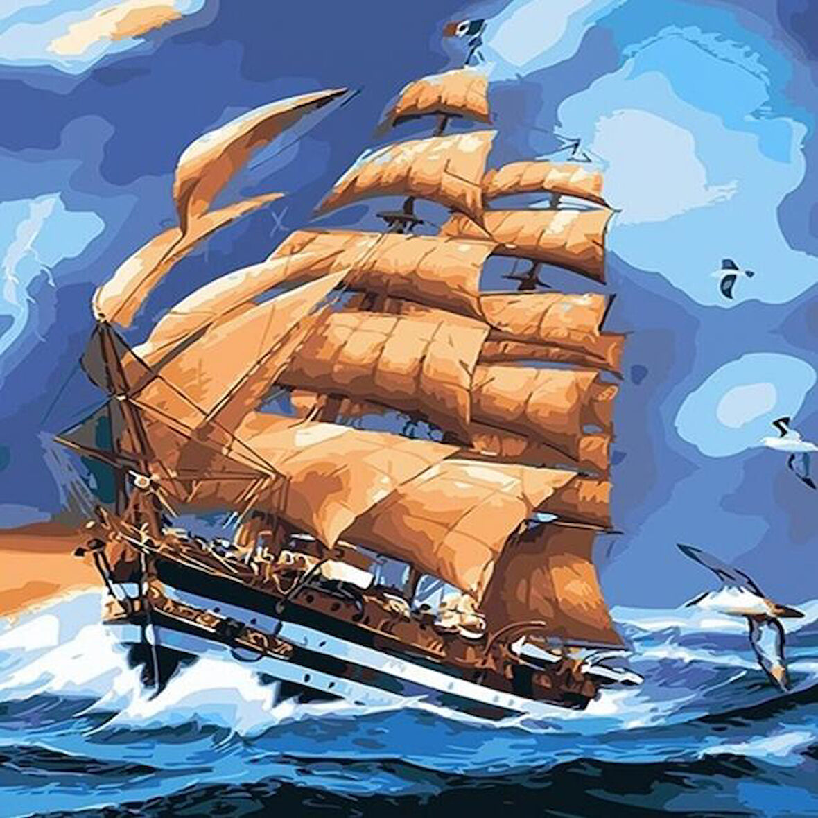 Canvas Seyir Defteri Sayıarla Boyama Seti  Kasnaklı 40 x 50 cm