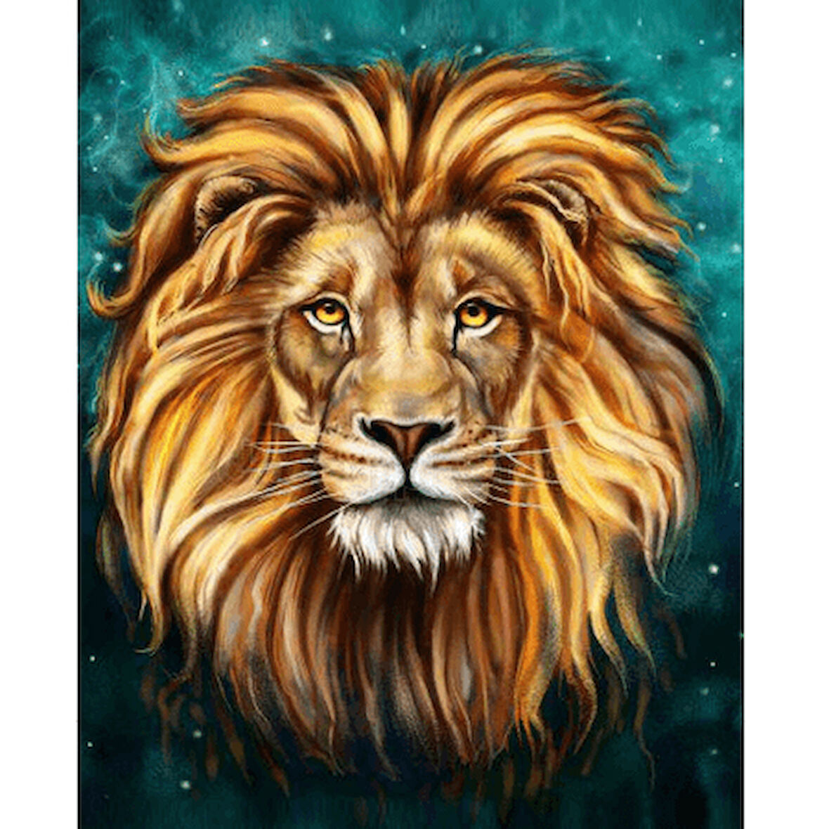 Canvas Tek Aslan Sayılarla Boyama Seti  Kasnaklı 40 x 50 cm