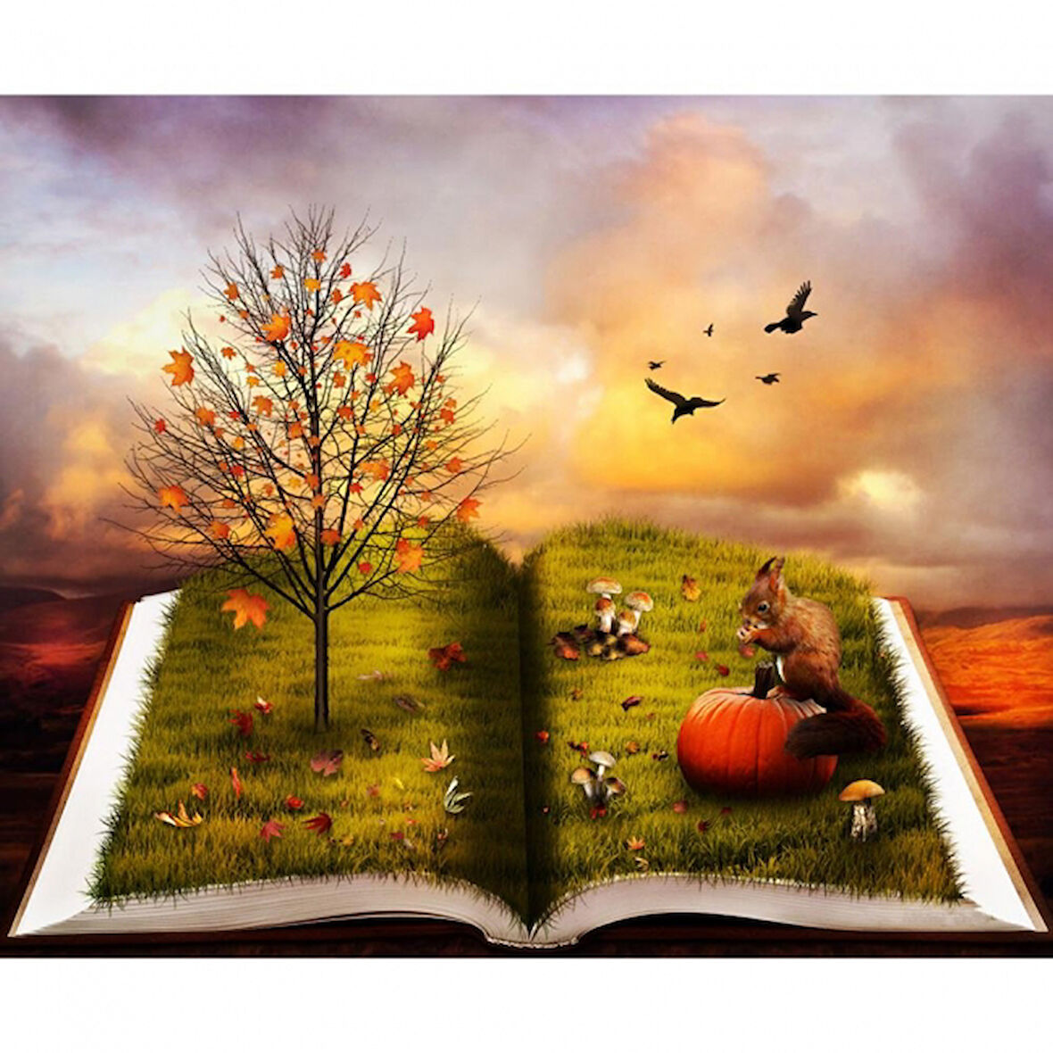 Canvas Sonbahar Hikayesi Boyama  Seti  Kasnaklı 40 x 50 cm