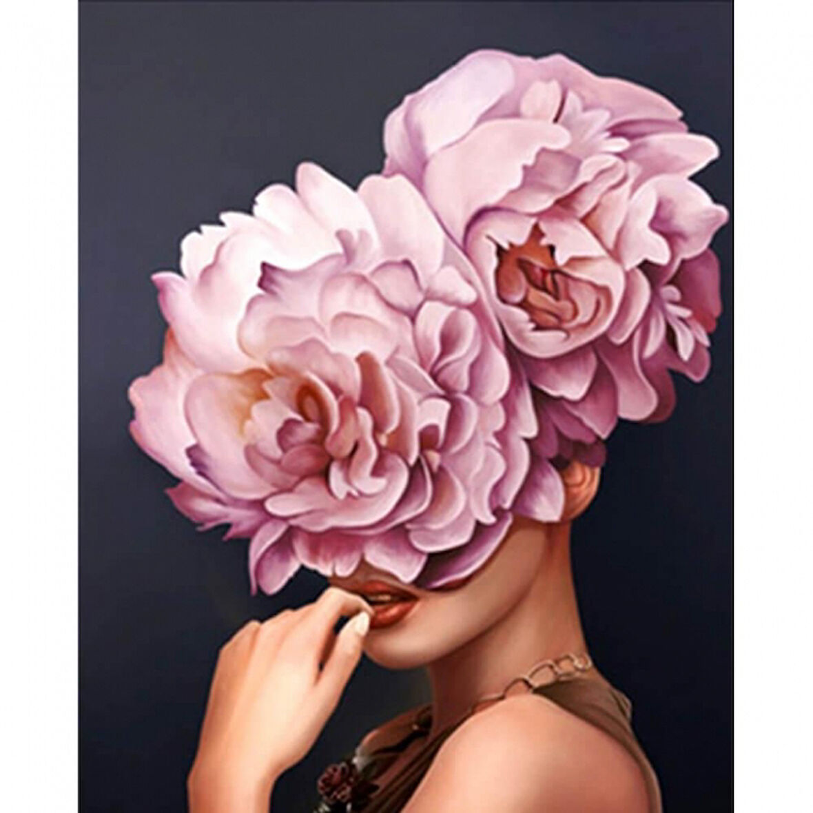 Canvas Çiçek Kadın 10 Renkli Sayılarla Boyama Seti  Kasnaklı 40 x 50 cm