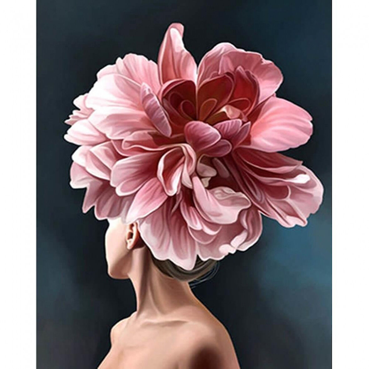 Canvas Çiçek Kadın 11 Renkli Sayılarla Boyama Seti  Kasnaklı 40 x 50 cm