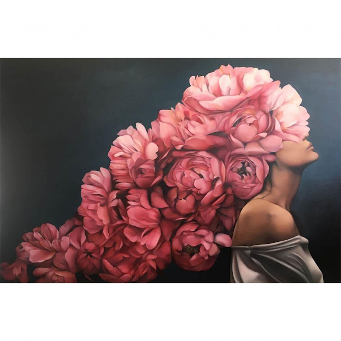 Canvas Çiçek Kadın 14 Sayılarla Boyama Seti  Kasnaklı 40 x 50 cm