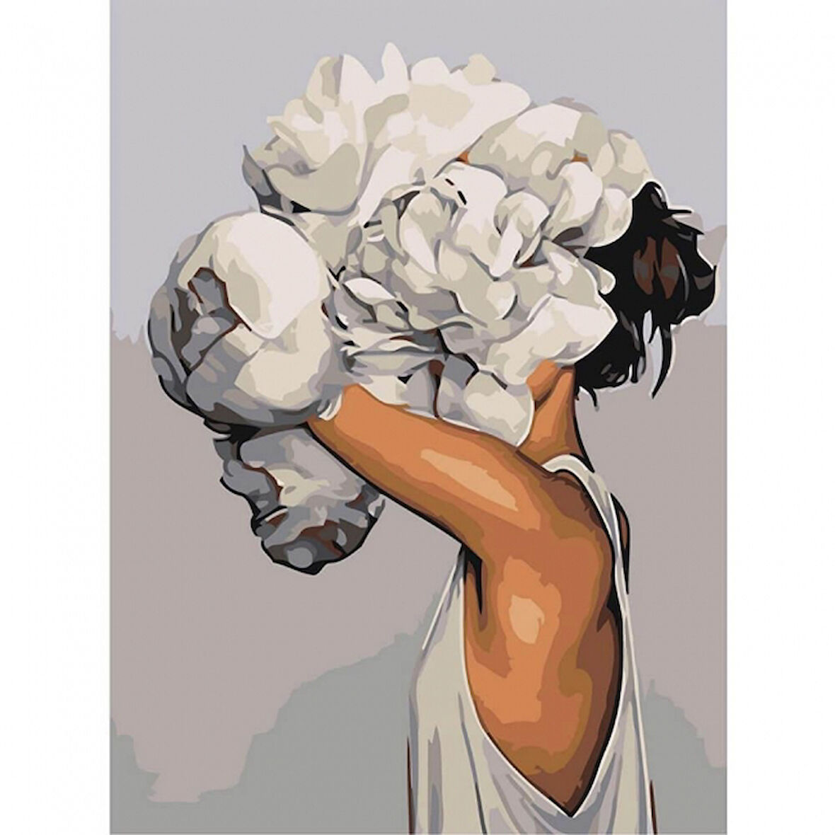 Canvas Çiçek Kadın 15 Sayılarla Boyama Seti  Kasnaklı 40 x 50 cm