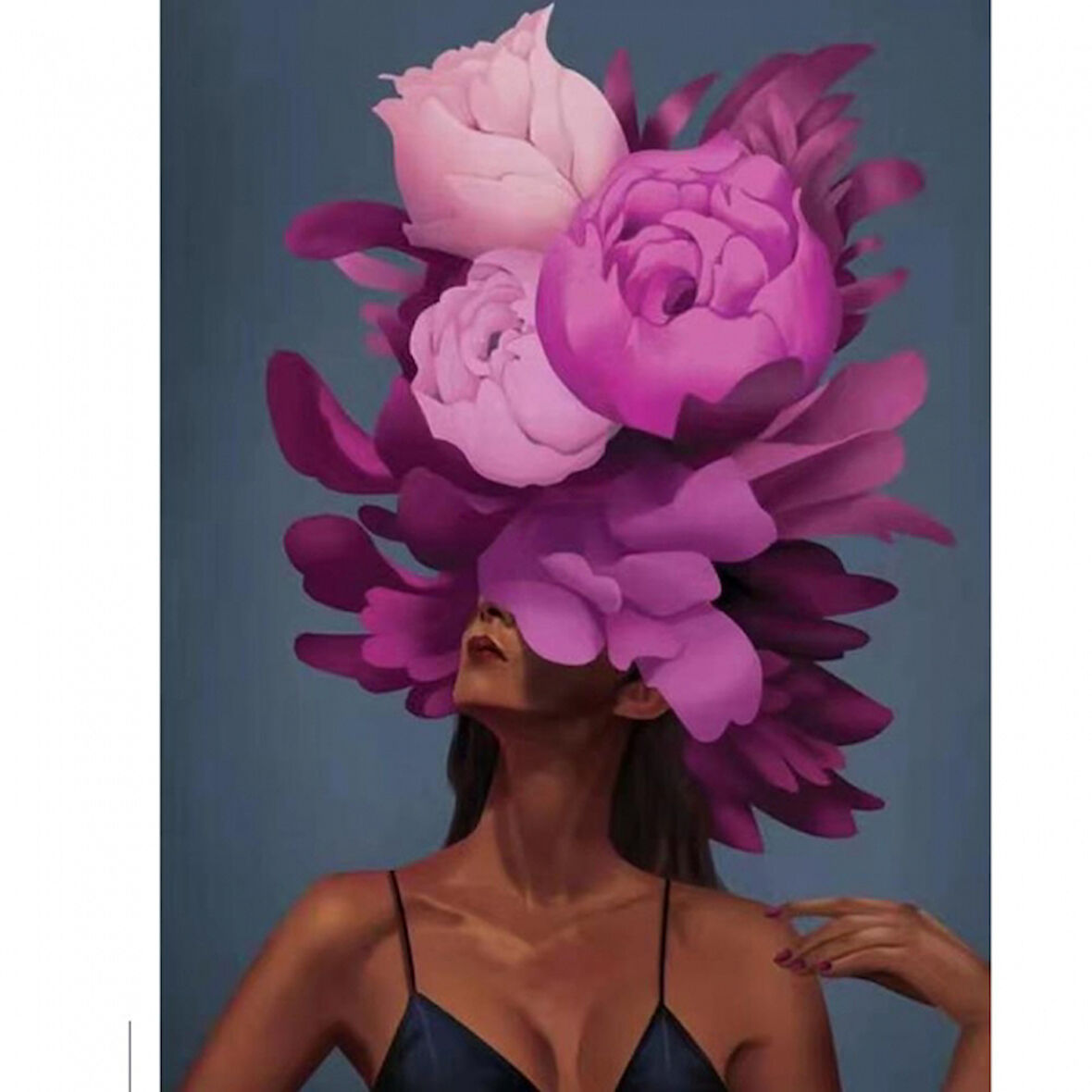 Canvas Çiçek Kadın 23 Sayılarla Boyama Seti  Kasnaklı 40 x 50 cm