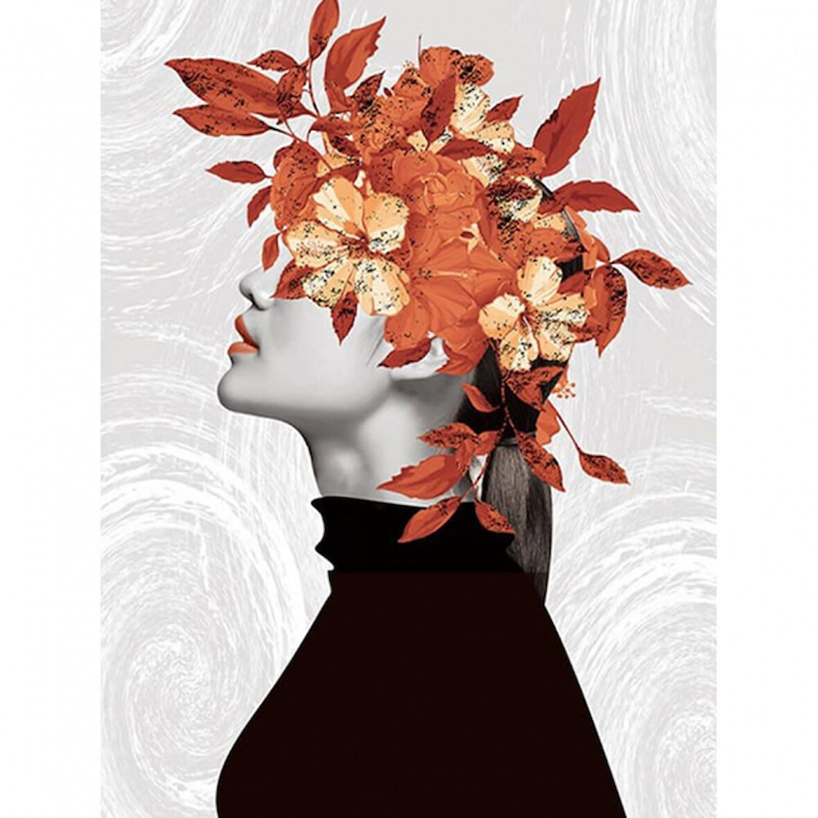 Canvas Çiçek Kadın 9 Renkli Sayılarla Boyama Seti  Kasnaklı 40 x 50 cm