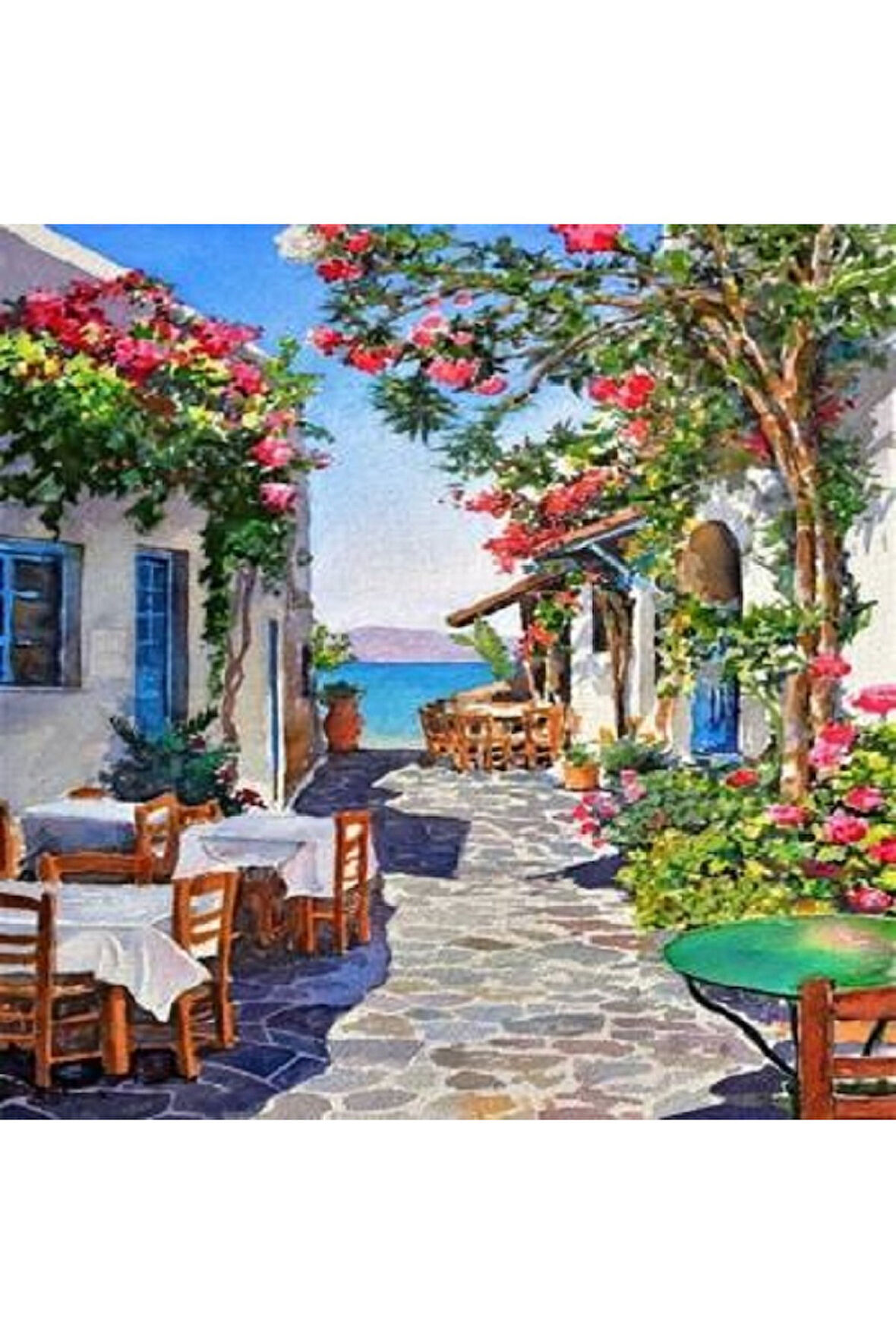 Canvas Bodrum Taş Sokağı Sayılarla Boyama Seti   Kasnaklı 40 x 50 cm