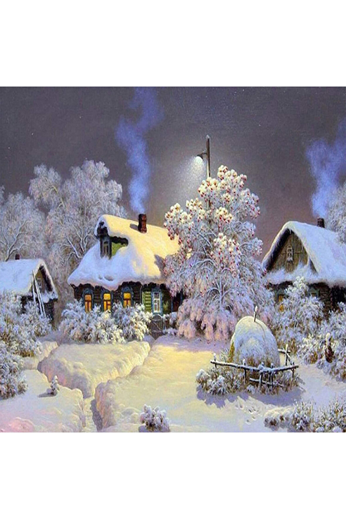 Canvas Kış Gelince Sayılarla Boyama Seti   Kasnaklı 40 x 50 cm