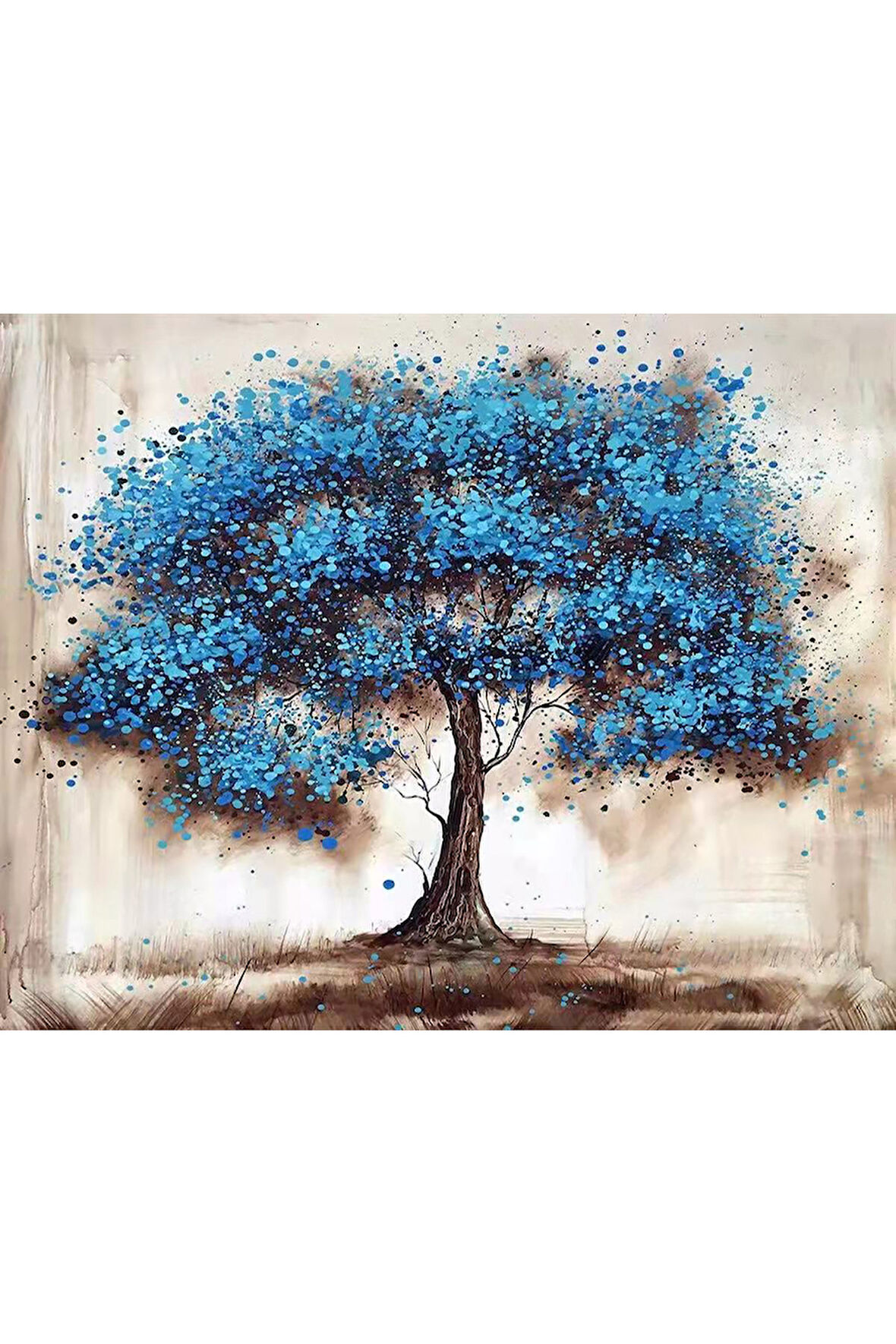 Canvas Mavi Ağaç Sayılarla Boyama Seti   Kasnaklı 40 x 50 cm