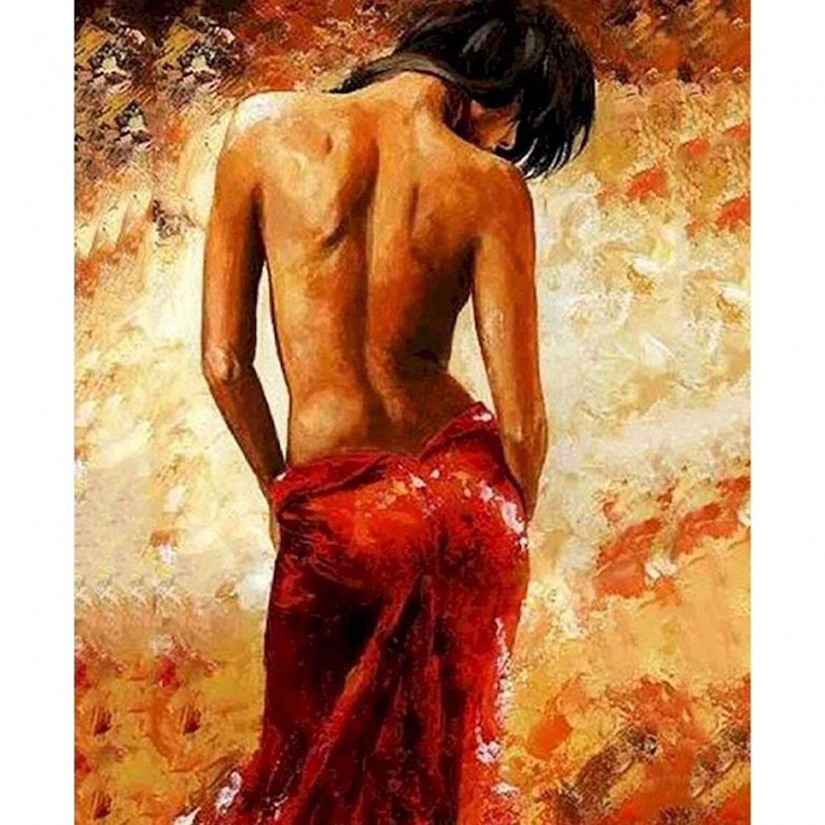 Canvas Tutkulu Kadın Sayılarla Boyama Seti  Kasnaklı 40 x 50 cm