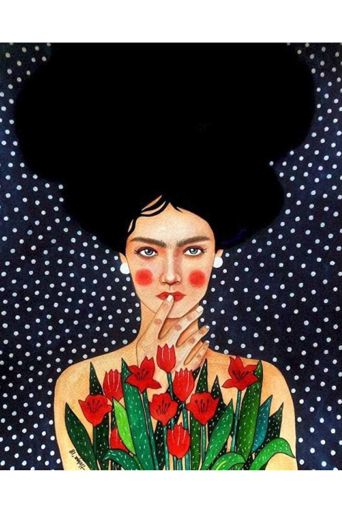 Canvas Laleli Kadın Sayılarla Boyama Seti   Kasnaklı 40 x 50 cm