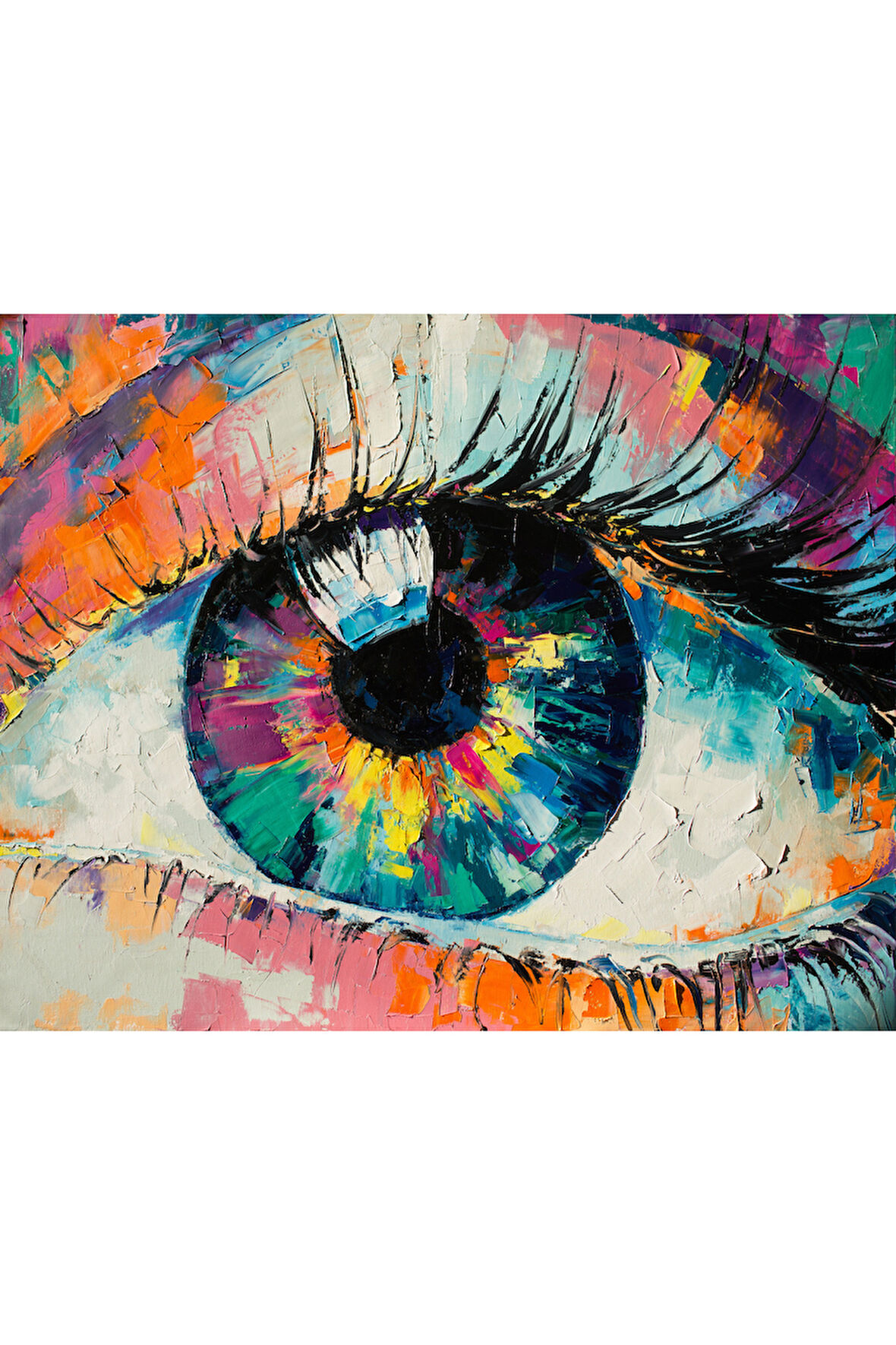 Canvas Renkli Göz Sayılarla Boyama Seti   Kasnaklı 40 x 50 cm