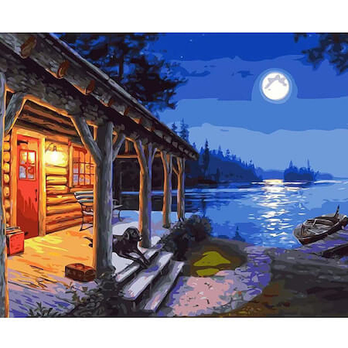 Canvas Gecenin Yansıması Sayılarla Boyama Seti  Kasnaklı 40 x 50 cm