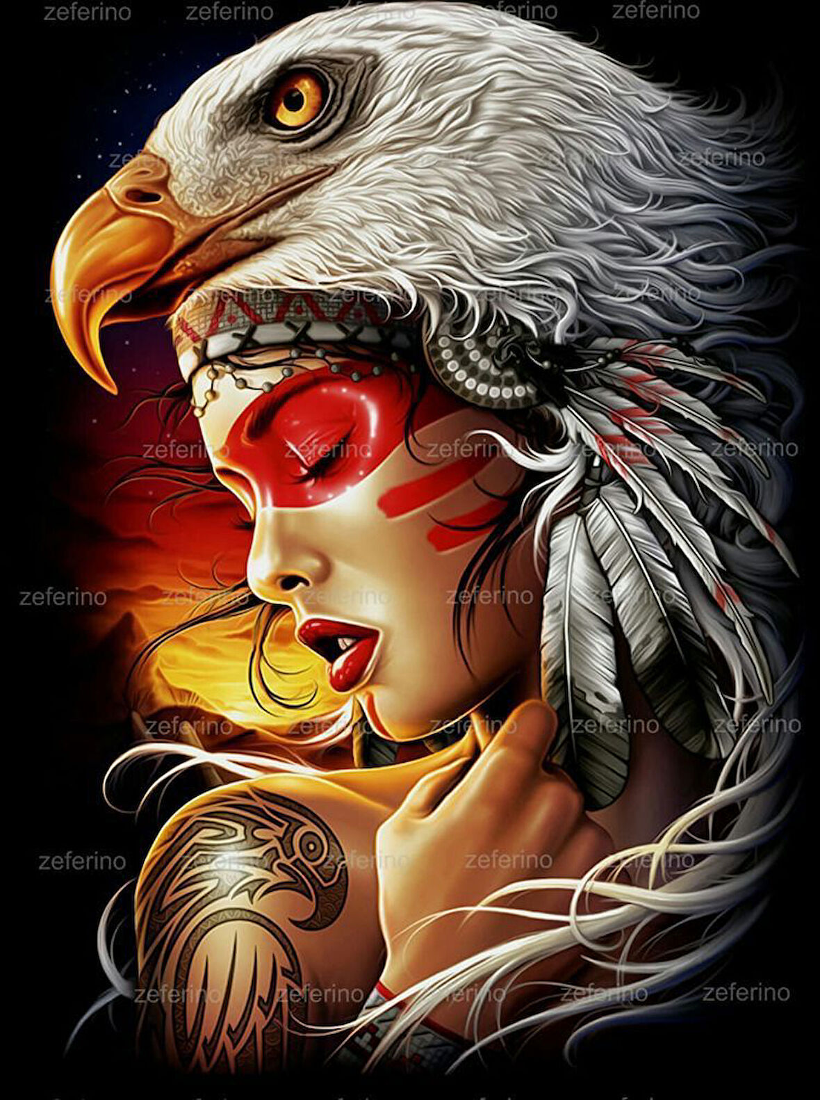 Canvas Kartal Kadın Sayılarla Boyama Seti Kasnaklı 40 x 50 cm