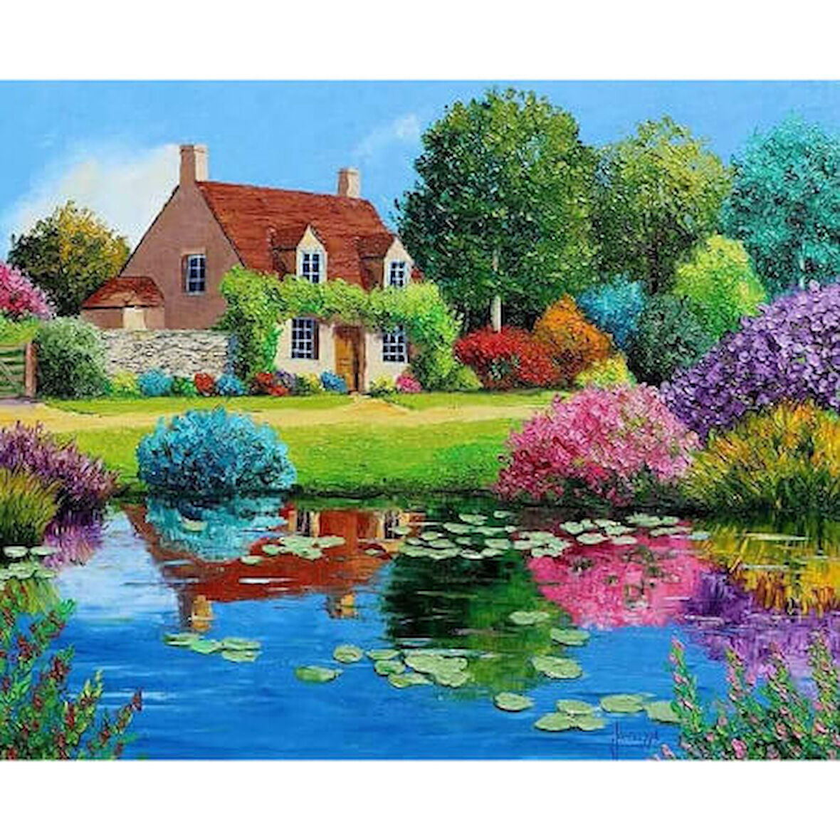 Canvas Renkli Cennet Evi Sayılarla Boyama Seti  Kasnaklı 40 x 50 cm