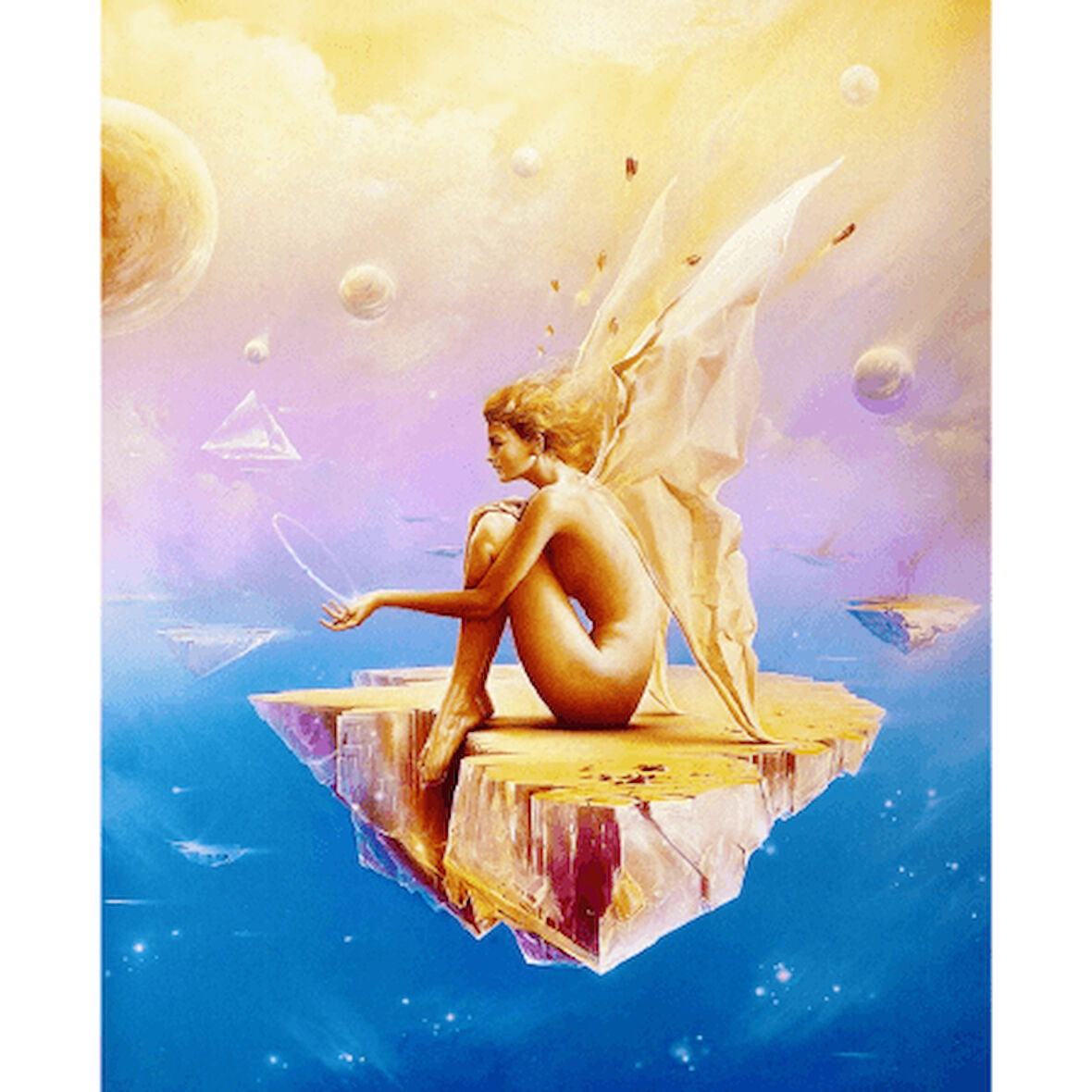 Canvas Yukarıdaki Melek Sayılarla Boyama Seti  Kasnaklı 40 x 50 cm