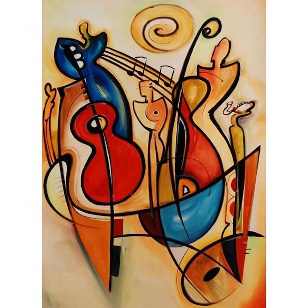 Canvas Ruh ve Müzik Sayılarla Boyama Seti  Kasnaklı 40 x 50 cm