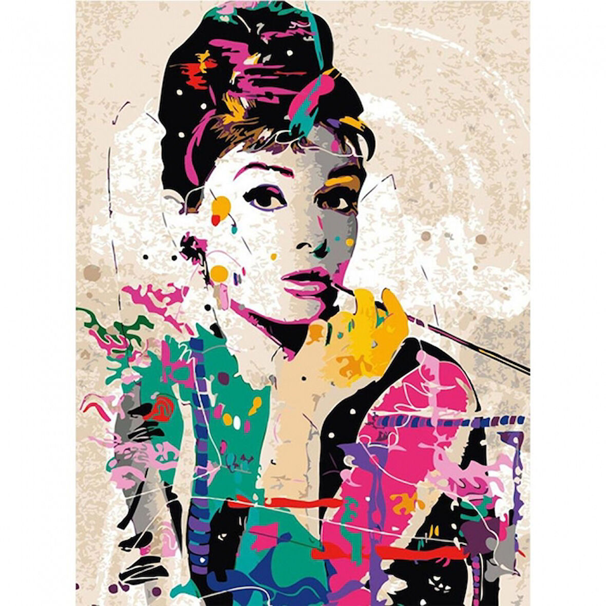 Canvas Audrey Hepburn Sayılarla Boyama Seti  Kasnaklı 40 x 50 cm