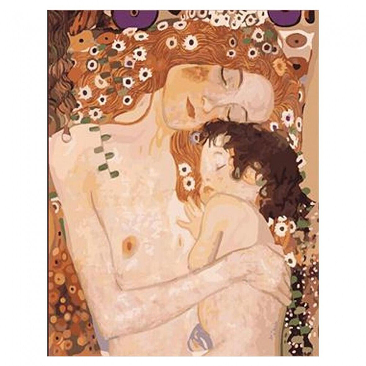 Canvas Gustav Klimt Anne ve Çocuk Sayılarla Boyama Seti  Kasnaklı 40 x 50 cm