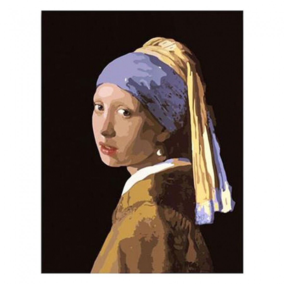 Canvas İnci Küpeli Kız Sayılarla Boyama Seti  Kasnaklı 40 x 50 cm