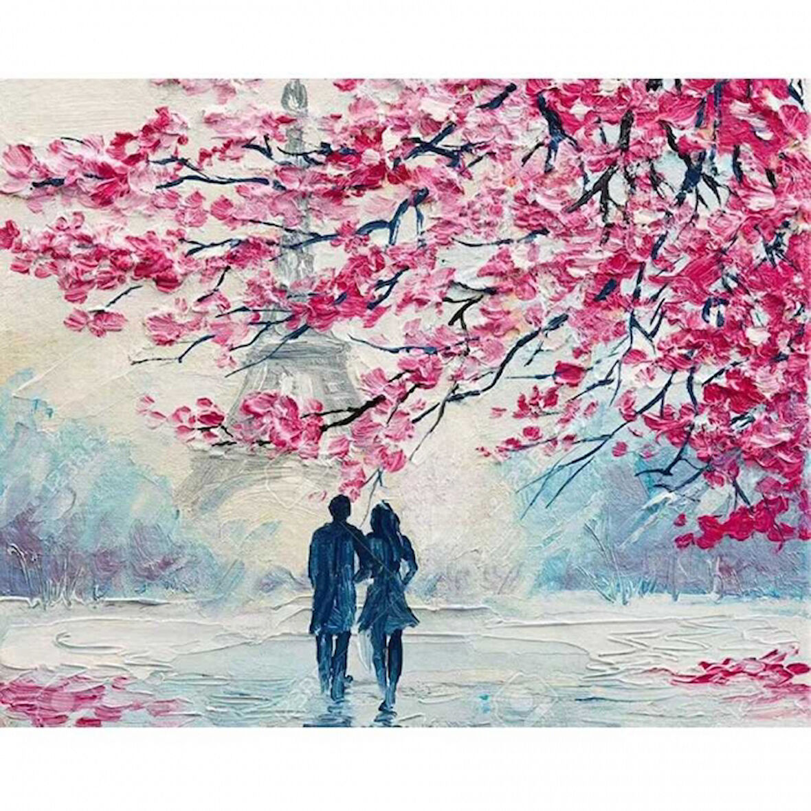 Canvas Pariste Sonbahar  Sayılarla Boyama Seti  Kasnaklı 40 x 50 cm