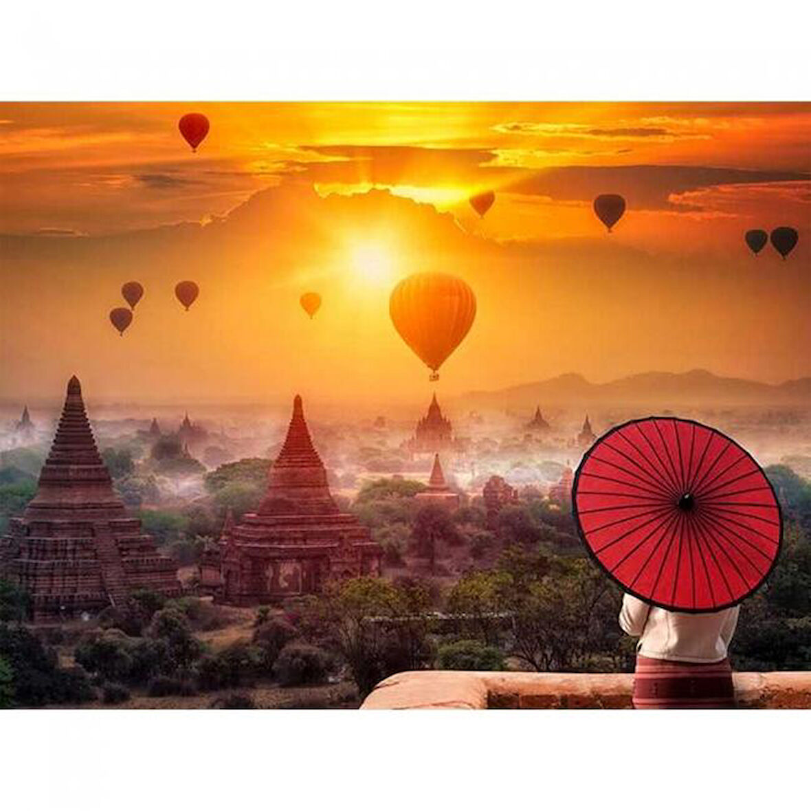 Canvas Uzak Doğu ve Günlüğü Sayılarla Boyama Seti  Kasnaklı 40 x 50 cm