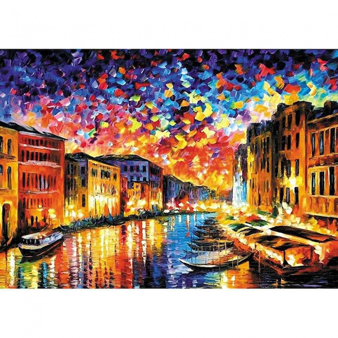 Canvas Venedik ve Gece Sayılarla Boyama Seti  Kasnaklı 40 x 50 cm