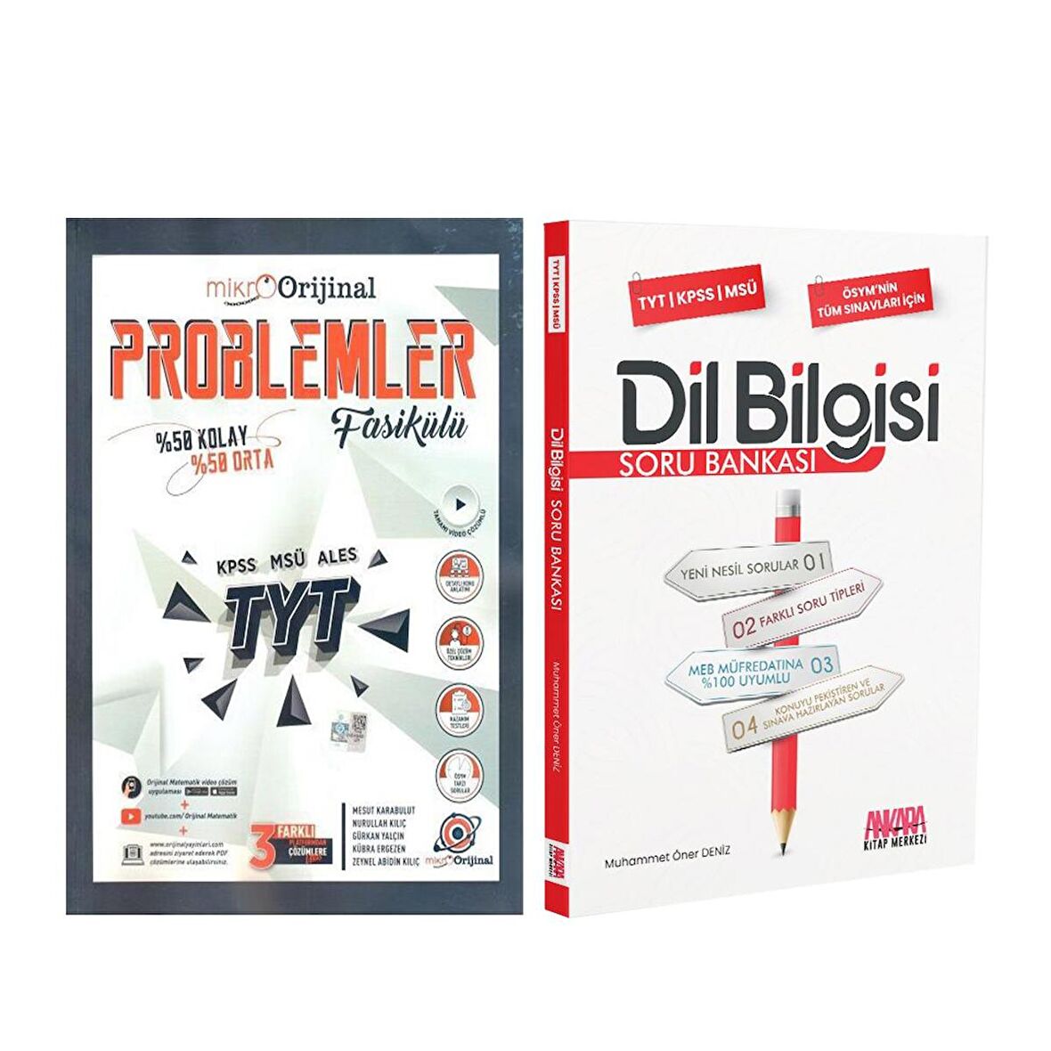 Orjinal Mikro TYT Problemler ve AKM Dil Bilgisi Soru Bankası Seti 2 Kitap