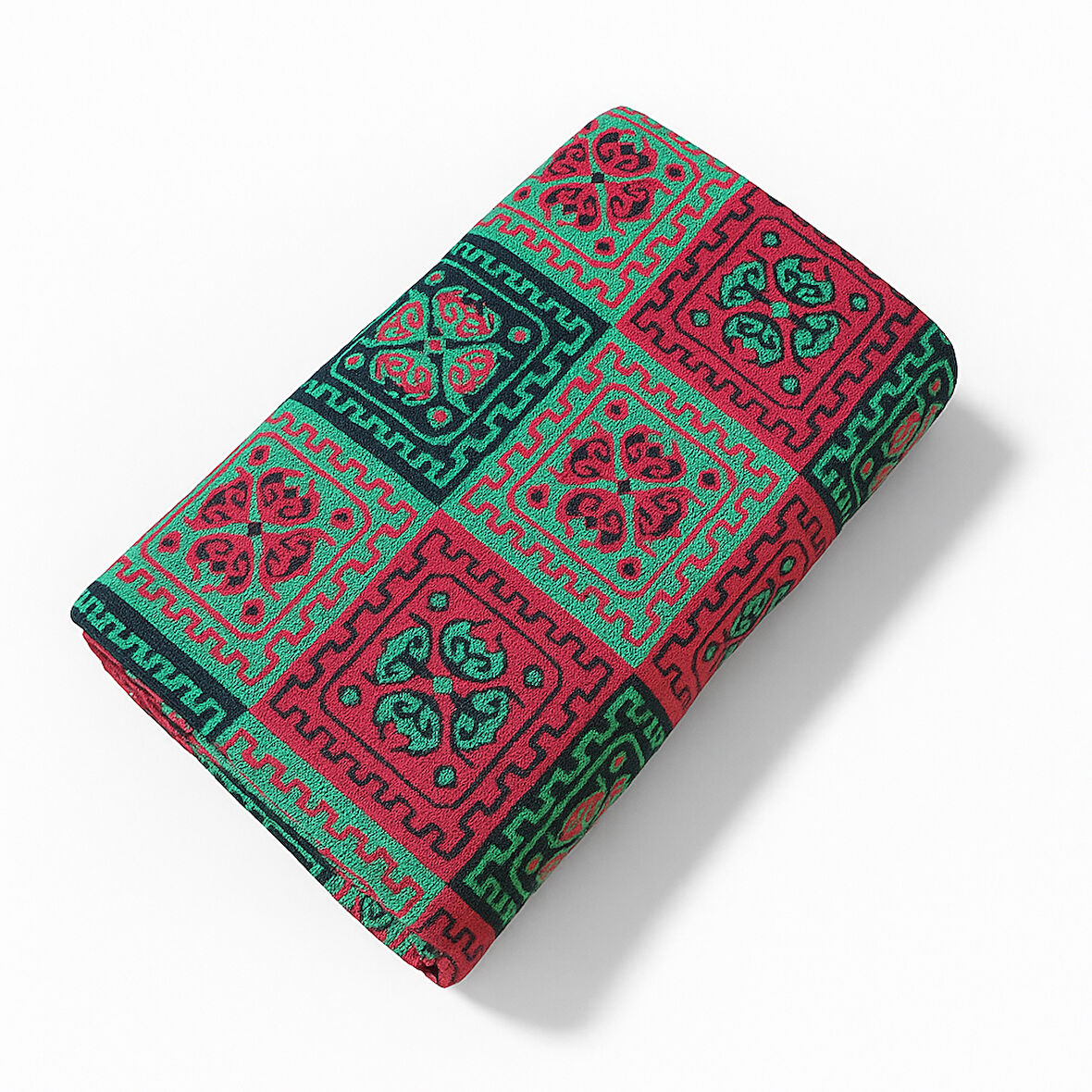 Çift Taraflı 3 Mekik Karo Desen Pamuklu Makine Dokuma Kilim