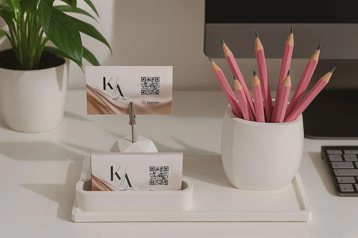 Beton Ofis Seti Masa Üstü Organizer