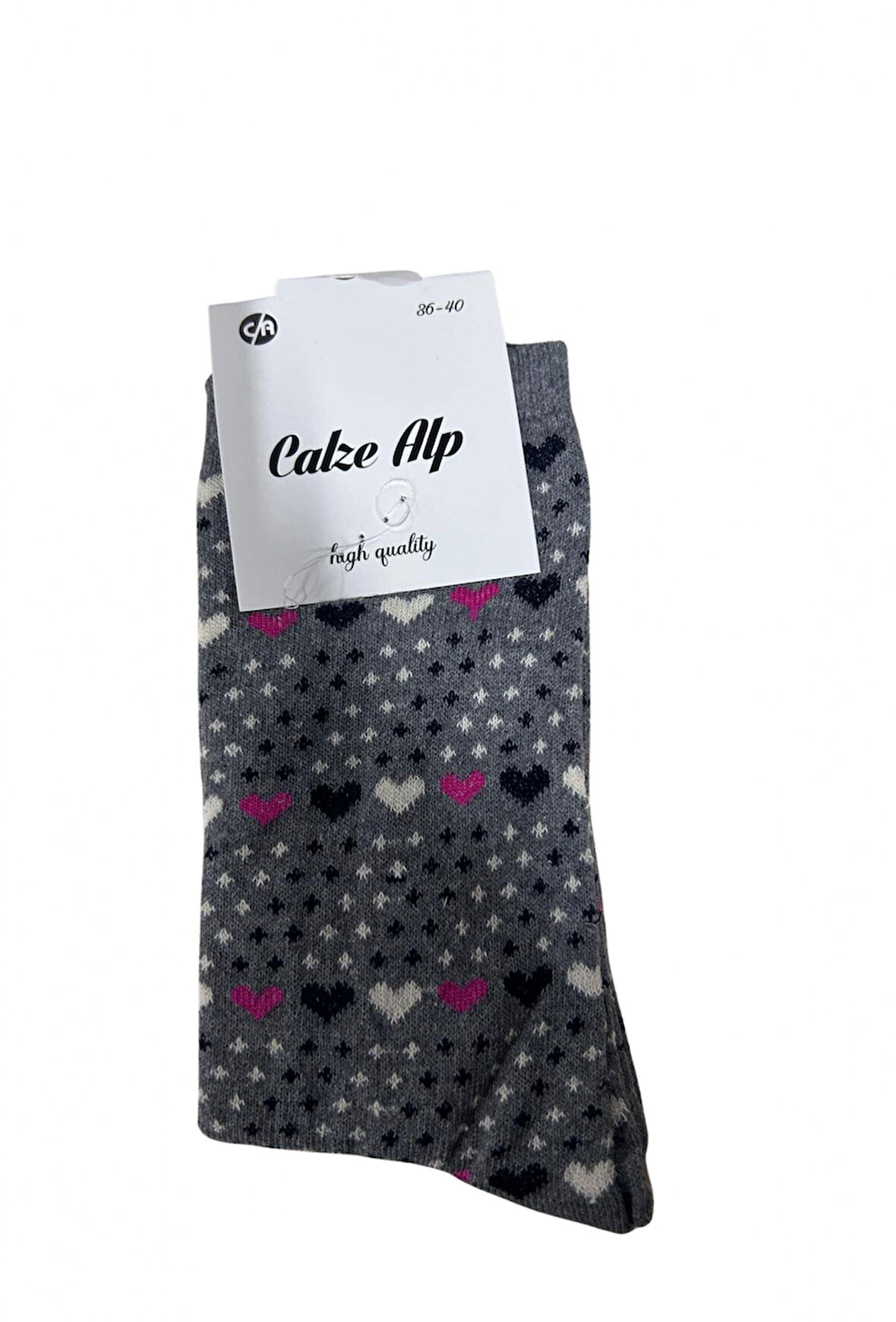 Barış Kalp Desenli Likralı Kadın Soket Çorap 1 Adet