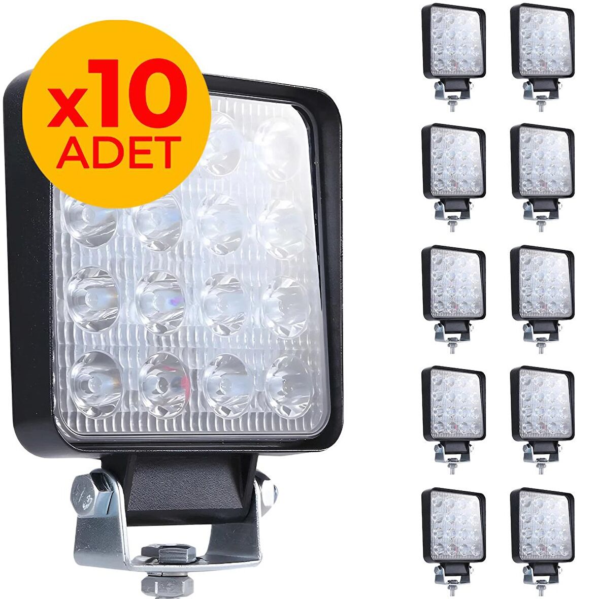 10 Adet OFF ROAD Beyaz Led Sis Farı Kare Çalışma Lambası 12/24V