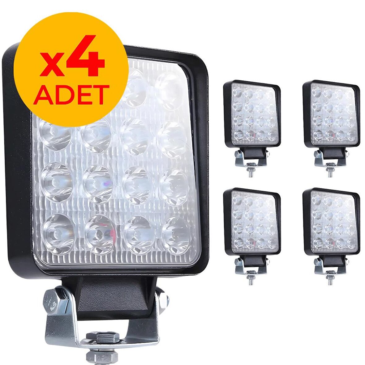 4 Adet OFF ROAD Beyaz Led Sis Farı Kare Çalışma Lambası 12/24V