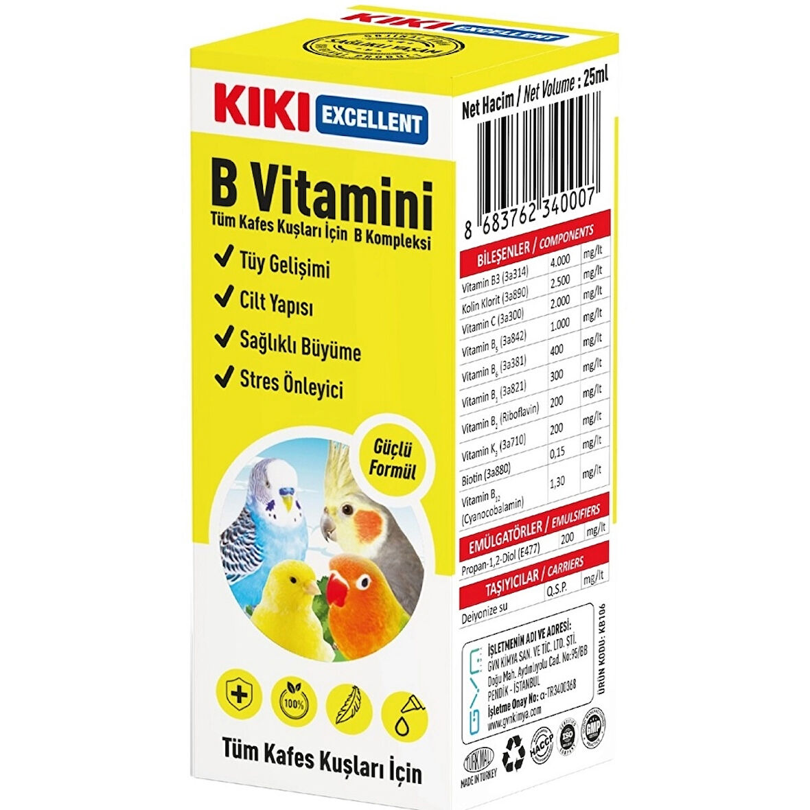 Kiki Excellent Kuş B Vitamini 25 Ml.