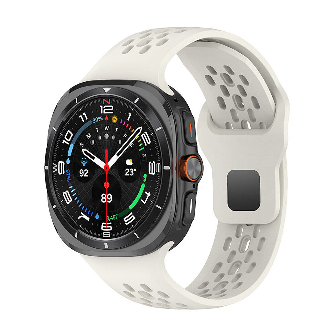 Samsung Galaxy Watch Ultra 47mm Uyumlu Kordon Yüksek Performanslı Sporcu Delikli Silikon Kayış