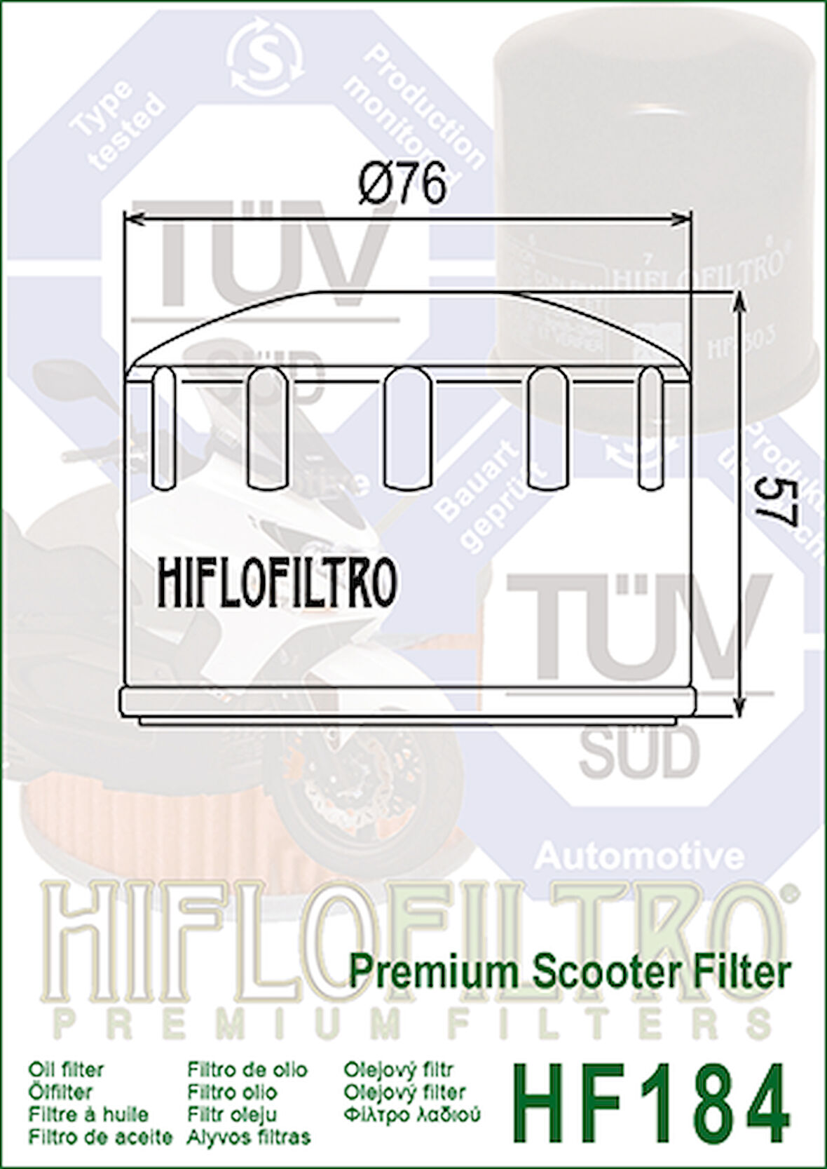 Hf184 2003-2015 Gilera Nexus 500 Hıflo Yağ Filtresi