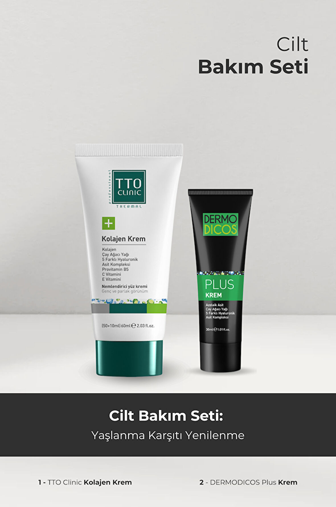 TTO Yaşlanma Karşıtı Set (TTO Clinic Kolajen Krem, Dermodicos Plus)