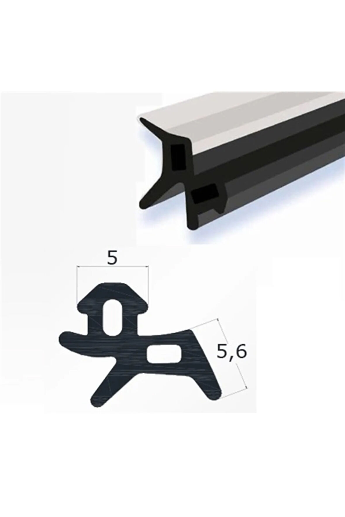 Pvc Kapı Pencere Fitili Siyah - Gri Kaplama 5x 5,6 Mm (15 Mt Paket Halinde)