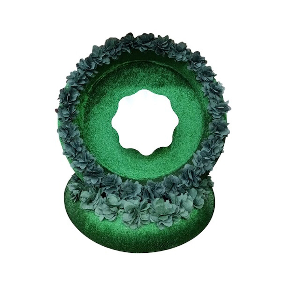 Kına Sepet Tepsi Takımı Yeşil Lazer Çiçekli