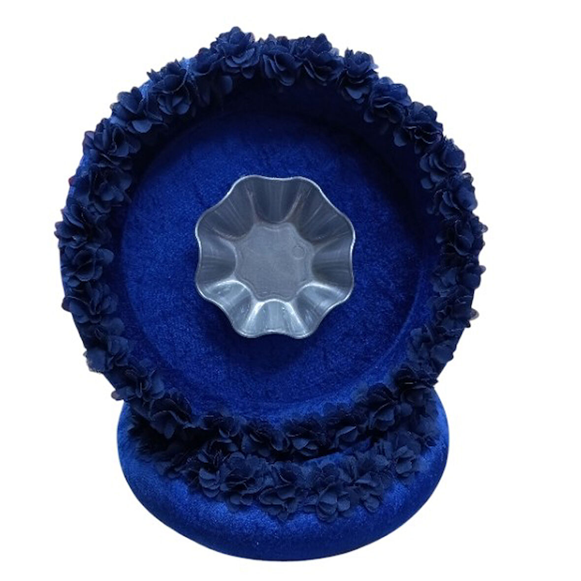 Kına Sepet Tepsi Takımı Lacivert Lazer Çiçekli