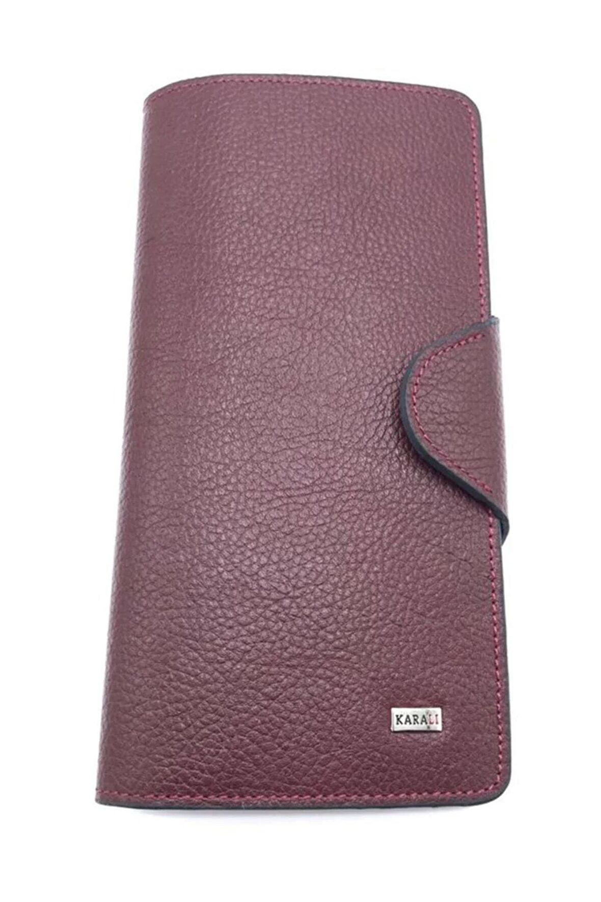 Karalı Hakiki Deri Büyük Bölmeli Bordo Unisex Cüzdan Krl101-04m