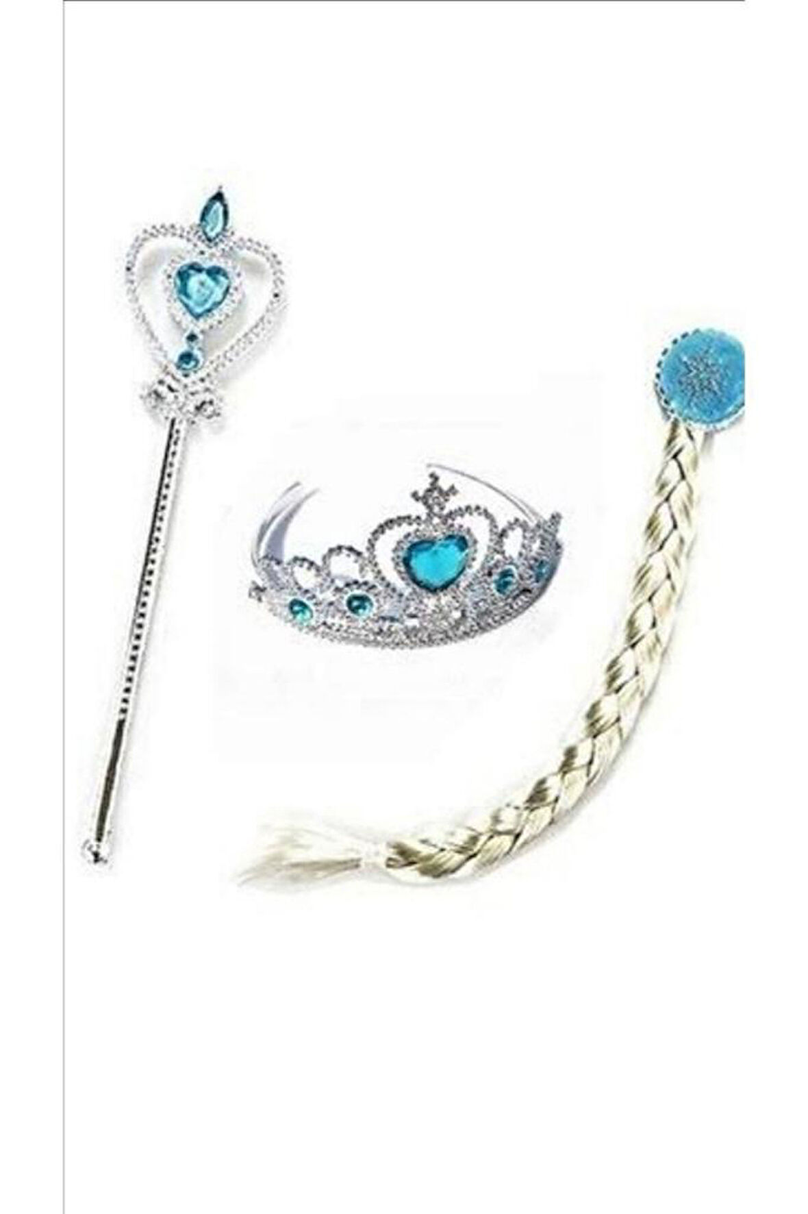Çocuk Karlar Üllkesi Frozen Elsa Anna Sihirli Asa Saç Ve Taç Seti