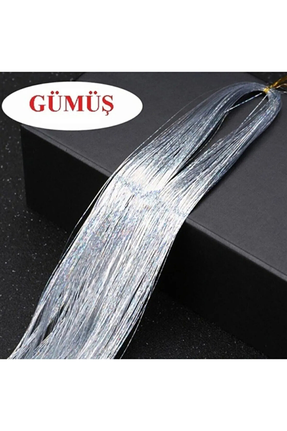 Saç Simi Gümüş - Saça Pratik Bağlanan Hair Tinsel 110-120 Cm Uzunluğunda